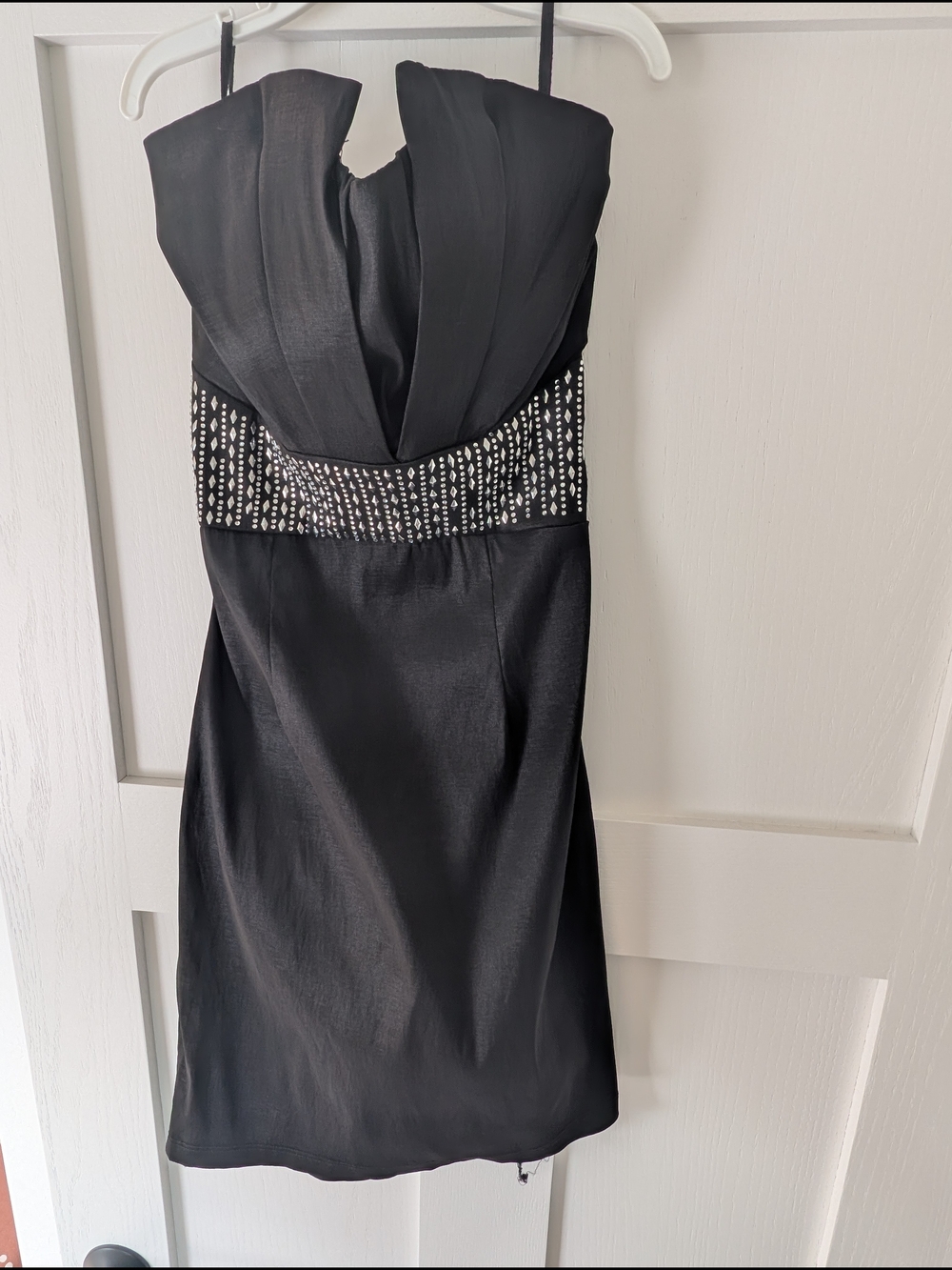 Black Strapless Prom Dress with Embellished Waistband